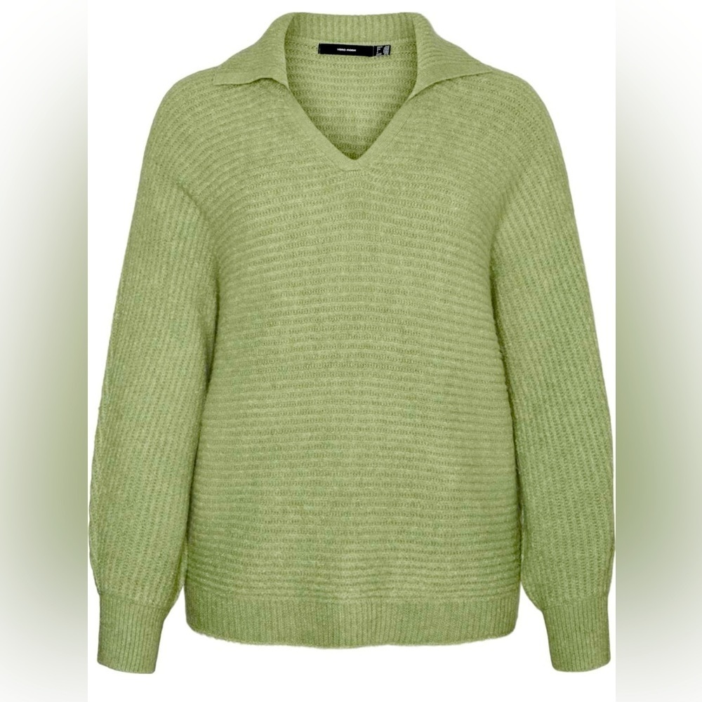 VERO MODA CURVE Filene Long Sleeve Polo Sweater
Color: Loden Frost Melange SZ 1X